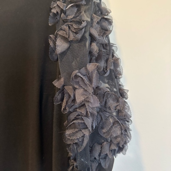 Elegant Black Dress with Floral Sleeves by Laura - Picture 2 of 6